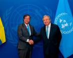 Petro comenzó su agenda en Nueva York reuniéndose con el secretario general de la ONU, Antonio Guterres. FOTO: CORTESÍA