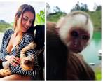 La DJ Metrioz Withz publicó dos fotos con el puma cachorro (izq.) y un video donde mostraba al mono capuchino (der.). FOTOS: TOMADAS DE LAS REDES SOCIALES