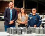 En diciembre pasado la Alcaldía de Medellín presentó los nuevos equipos comprados para los bomberos, en una rueda de prensa encabezada por la directora del Dagrd, Laura Duarte (centro). FOTO CORTESÍA ALCALDÍA
