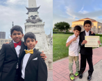 Santiago tiene diez años y su hermano Alejandro, ocho. Los dos son pianistas y participan del Festival Peskanov en Medellín. FOTO: Cortesía