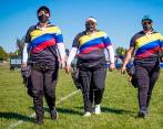 López, Usquiano y Valdez, referentes del arco compuesto en Colombia. FOTO fedearco