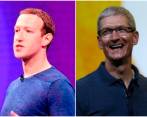 Mark Zuckerberg, CEO de Meta (izq.); y Tim Cook, CEO de Apple. FOTO: ARCHIVO