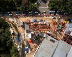 Aspecto de las obras del almacén que la cadena PriceSmart levanta en El Poblado, en febrero de 2023. FOTO: MANUEL SALDARRIAGA QUINTERO 
