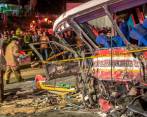 Así quedó el bus intermunicipal tras el accidente en la autopista Medellín-Bogotá, en Copacabana. FOTO: ESNEYDER GUTIÉRREZ