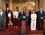 El presidente le habló al país a las 7 de la noche en una alocución en la que estuvo acompañado por el resto de su gabinete. FOTO: CORTESÍA PRESIDENCIA