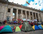 Asoinca comenzó sus manifestaciones el 16 de enero en Cauca, donde bloquearon la Vía Panamericana y la catedral de Popayán. Ahora están en el Congreso respaldando la reforma a la salud. FOTO AFP