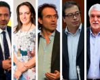 Los precandidatos presidenciales Miguel Ceballos, María Fernanda Cabal, Federico Gutiérrez, Gustavo Petro y Enrique Peñalosa expusieron sus planes económicos en el congreso de la Andi. FOTO cortesía