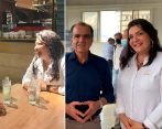 Foto1: David Barguil reunido con Margarita Restrepo el pasado sábado en El Poblado. Foto 2: Óscar Iván Zuluaga junto a Margarita Restrepo en una reunión en días pasados. FOTOS CORTESÍA
