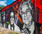Los rostros de los soneros fueron pintados por un artista venezolano radicado en los Estados Unidos. Foto: Efe.