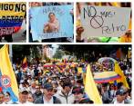 Las marchas tienen como destino la Plaza de Bolívar, centro del poder político y judicial de Colombia donde se reunirán los diferentes grupos de ciudadanos. FOTO: EFE
