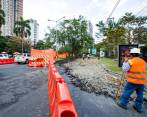 El lunes pasado se retomaron las obras del Túnel Verde, en el sector de La Frontera, en Envigado. Se hará un tercer carril para los buses. FOTO Jaime Pérez