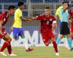 Gustavo Puerta anotó el gol de Colombia en el empate frente a Brasil. FOTO: EFE