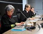 Magistrados de la JEP escucharon los hallazgos de los informes forenses, este jueves. FOTO Cortesía