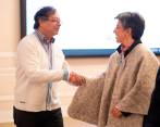 Gustavo Petro y Claudia López se reunieron en la noche del miércoles en Casa de Nariño. FOTO: CORTESÍA PRESIDENCIA