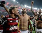 El festejo de los jugadores de Flamengo tras alcanzar la semifinal de la Libertadores. FOTO: EFE