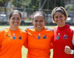 Diana Ospina, Tatiana Castañeda y la arquera Sandra Sepúlveda, jugadoras antioqueñas convocadas a Selección. FOTO archivo ec