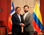 Gustavo Petro, presidente de Colombia y su homólogo Gabriel Boric de Chile. FOTO: CORTESÍA PRESIDENCIA