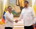 El presidente Gustavo Petro llegó al Palacio de Miraflores para reunirse con el mandatario venezolano, Nicolás Maduro. FOTO: CORTESÍA PRESIDENCIA