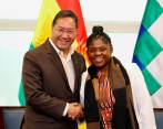 El presidente de Bolivia, Luis Arce, se reunió con la vicepresidenta electa de Colombia, Francia Márquez. FOTO: CORTESÍA