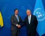 El presidente Gustavo Petro y el secretario de la ONU, Antonio Guterres, hablaron sobre la paz y ambiente. FOTO Cortesía