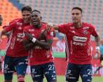 Díber Cambindo celebra el tanto que marcó ante Tigres, por la Copa Betplay. FOTO Carlos Velásquez