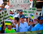 El pasado mes de julio en Caicedo se realizó una marcha contra la minería en el territorio. No quieren socavones. FOTO cortesía