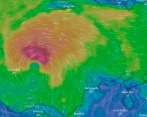 La tormenta tropical Julia podría convertirse en huracán en la tarde de este sábado. FOTO: CAPTURA DE WINDY