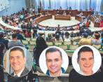 El bloque quinterista en el Concejo empezó a agrietarse en las bancadas liberal, conservadora y verde. De izquierda a derecha, Carlos Mario Mejia, Lucas Cañas y Jaime Cuartas . FOTOS JULIO CÉSAR HERRERA Y CORTESÍA