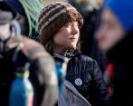 Greta Thunberg reapareció públicamente luego de su detención en Alemania en medio de una protesta contra minas de carbón. FOTO EFE 