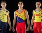 José Manuel Martínez, José David Toro y Andrés Martínez, los tres antioqueños de la Selección Colombia de gimnasias, categoría mayores. FOTO CORTESÍA LIGA ANTIOQUEÑA DE GIMNASIA
