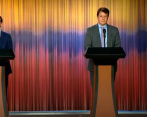 El director del DNP, Luis Alberto Rodríguez (izq.) y el director del Dapre, Víctor Muñoz, presentaron el plan del Gobierno para la reactivación económica. FOTO tomada de YouTube