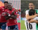Díber Cambindo celebra el tanto del rojo, mientra que Giovanny Moreno lo hace con Daniel Mantilla en la victoria del verde. FOTOs carlos velásquez