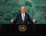El presidente de Estados Unidos, Joe Biden, en la Asamblea General de la ONU durante su discurso de este 21 de septiembre. FOTO: EFE
