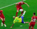 Richarlison fue uno de los grandes protagonistas del Mundial. Anotó tres goles, entre ellos el mejor, el de chalaca ante Serbia. FOTO AFP