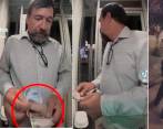 Los ladrones intentaron intimidarlo para que saliera rápido del cajero. Foto: Pantallazos video Tik Tok. 