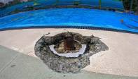 En la piscina se hizo una inversión para repararla hace un año y ahora está más deteriorada, con más huecos que antes. Foto: Carlos Velásquez