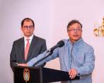 El presidente Gustavo Petro; el fiscal Francisco Barbosa; la vicefiscal general, Martha Mancera; y el director de la SAE, Daniel Rojas, crearán mesa de trabajo para recuperar bienes. FOTO Presidencia