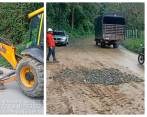 El hueco fue tapado con tierra y afirmado por parte del consorcio encargado del mantenimiento. FOTO: Cortesía Denuncias Antioquia.