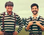 Carlos Vives y Camilo, en el rodaje del video de la canción “Baloncito Viejo”. FOTO: CORTESÍA