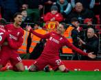 El neerlandés Cody Gakpo fue el que abrió el marcador para el Liverpool en la histórica victoria antes en United. FOTO: EFE