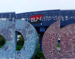 Bandera del Eln instalada en el parque principal de Yondó, Antioquia. FOTO: Cortesía 