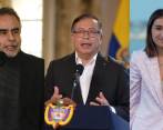 El presidente, Gustavo Petro, la jefa de gabinete, Laura Sarabia, y el embajador en Venezuela, Armando Benedetti. FOTOS: COLPRENSA, PRESIDENCIA Y TWIITER @laurisarabia
