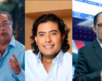 Nicolás Petro (centro) aseguró que la disputa entre Gustavo Petro y el fiscal Barbosa podría entorpecer su caso. FOTOS CAMILO SUÁREZ, CORTESÍA Y COLPRENSA 