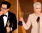 Ke Huy Quan y Jamie Lee Curtis fueron los ganadores en las categorías de actores de reparto. FOTOS Getty