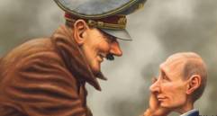 La imagen relaciona al régimen nacionalsocialista de la Alemania nazi con el gobierno actual de Rusia. Foto: Cuenta oficial de Ucrania en Twitter