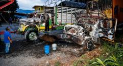 Por el ataque al transporte la vía a la costa Atlántica estivo cerrada varias horas. Foto archivo