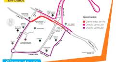 Así serán los cierres en la vía de Los Balsos y las vías alternas a tomar entre el lunes y el jueves. CORTESÍA