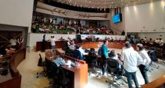 Hubo alta afluencia en el Concejo ante citación de primer debate a entrega de más transferencias por EPM. FOTO: EL COLOMBIANO