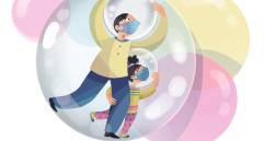 Las burbujas se pueden hacer entre los habitantes de un hogar o con grupos pequeños (3 personas) de amigos cercanos. Ilustración: Elena Ospina