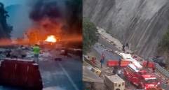 El vehículo transportaba pollo. Al parecer, el conductor perdió el control. FOTO: Tomada de Twitter @reporteroslínea